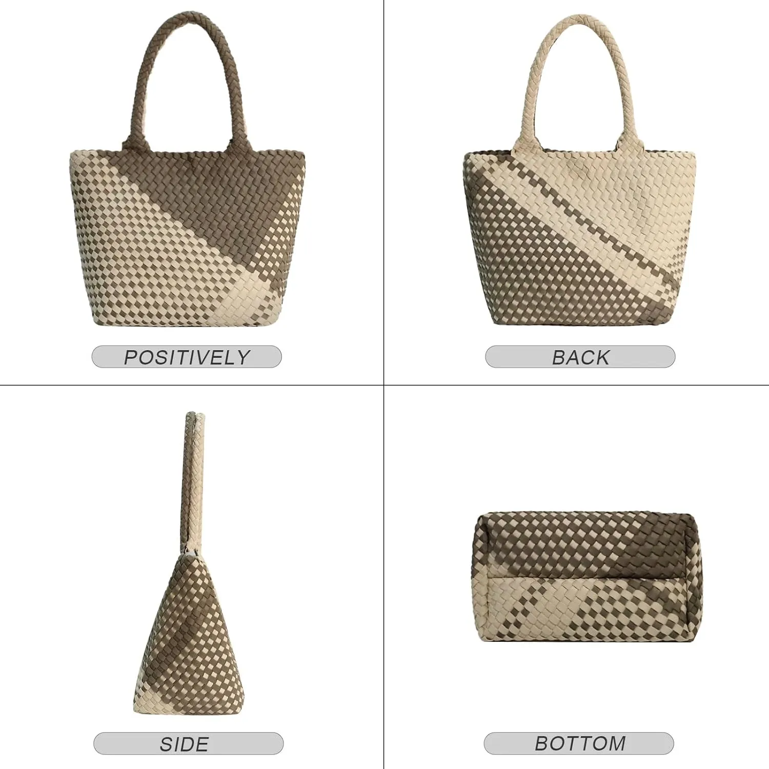 Woven Tote Bag for Women, Neoprene Bag purses, Beach Travel Shoulder Bag, and Top Handle Handbags