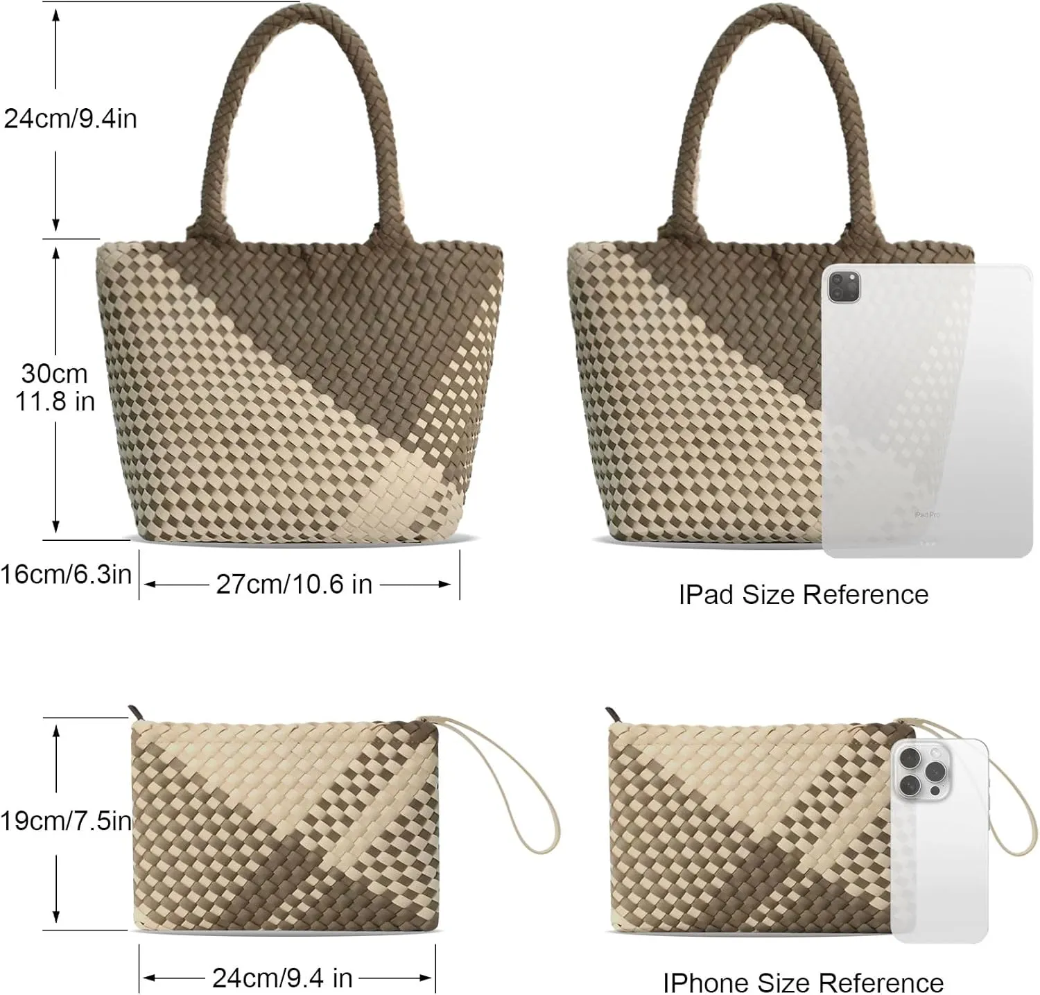 Woven Tote Bag for Women, Neoprene Bag purses, Beach Travel Shoulder Bag, and Top Handle Handbags