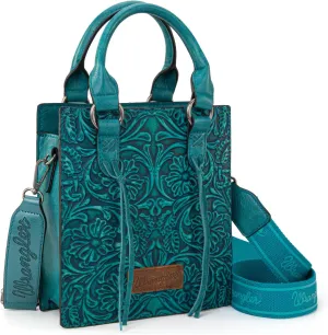 Wrangler Small Crossbody Bag for Women Tooling Top Handle Handbags and Mini Tote Bag
