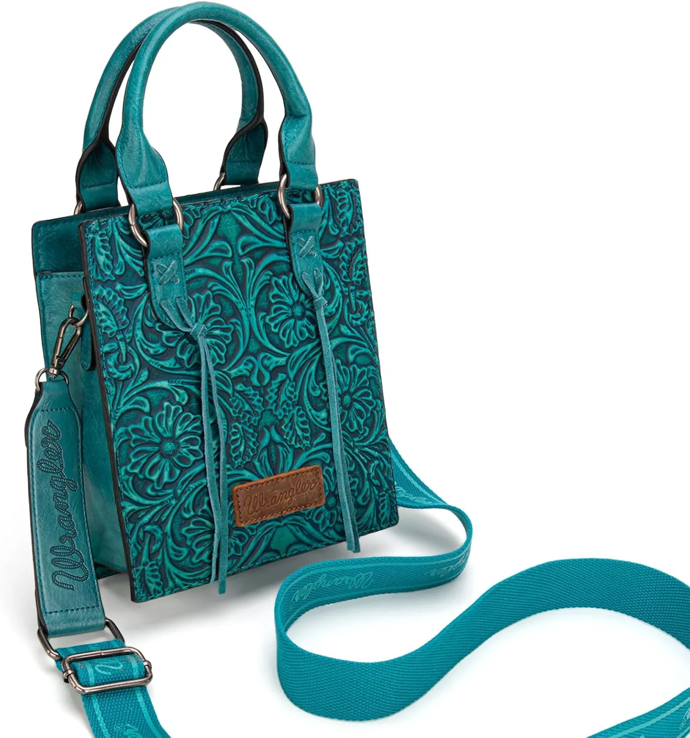 Wrangler Small Crossbody Bag for Women Tooling Top Handle Handbags and Mini Tote Bag