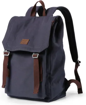 XINCADA Canvas 16 Inch Laptop Backpack for Men & Women,College Bookbag Computer Bag,Vintage Casual Daypack Backpacks,Carry on Flap Backpack Travel Rucksack