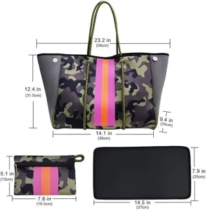 XPONNI Neoprene Large Beach Tote Bag for Women - Pool, Gym, Travel