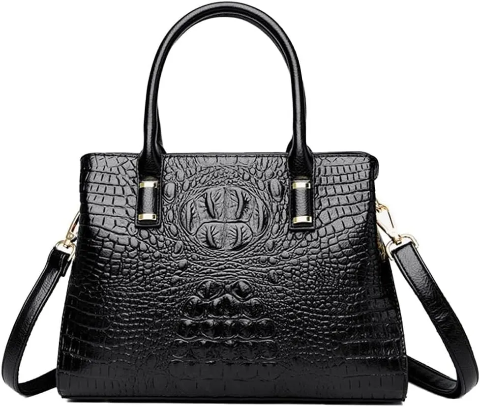 XXGJOALD-Handbag Tote Purse for Women Crocodile Pattern Embossed Top-handle Satchel Fuax Leather Shoulder Bag