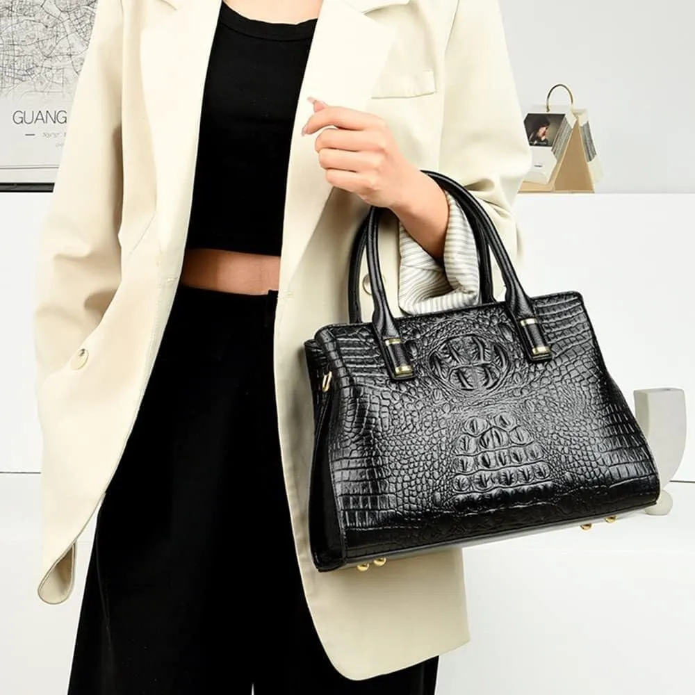 XXGJOALD-Handbag Tote Purse for Women Crocodile Pattern Embossed Top-handle Satchel Fuax Leather Shoulder Bag
