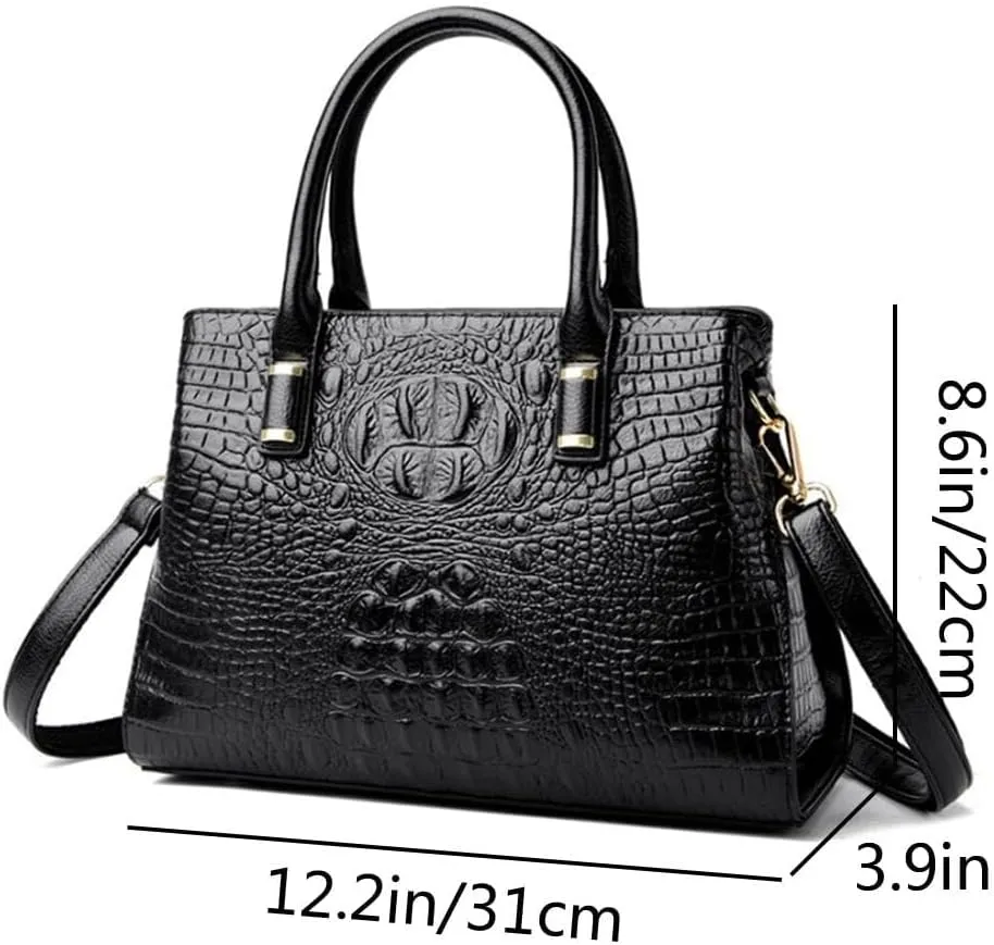 XXGJOALD-Handbag Tote Purse for Women Crocodile Pattern Embossed Top-handle Satchel Fuax Leather Shoulder Bag