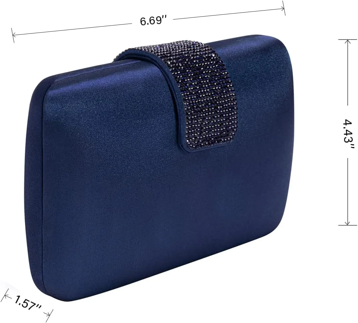 XXGJOALD-Mulian LilY Gold Satin Rhinestones Evening Bags Party Bridal Clutch Purse For Women Prom Clutch