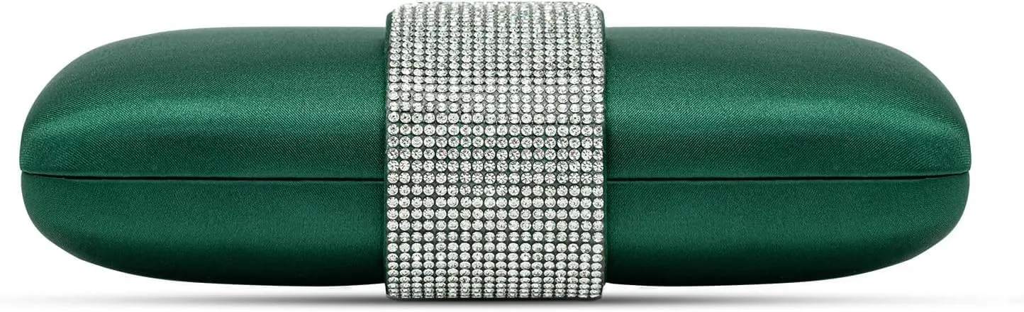 XXGJOALD-Mulian LilY Gold Satin Rhinestones Evening Bags Party Bridal Clutch Purse For Women Prom Clutch
