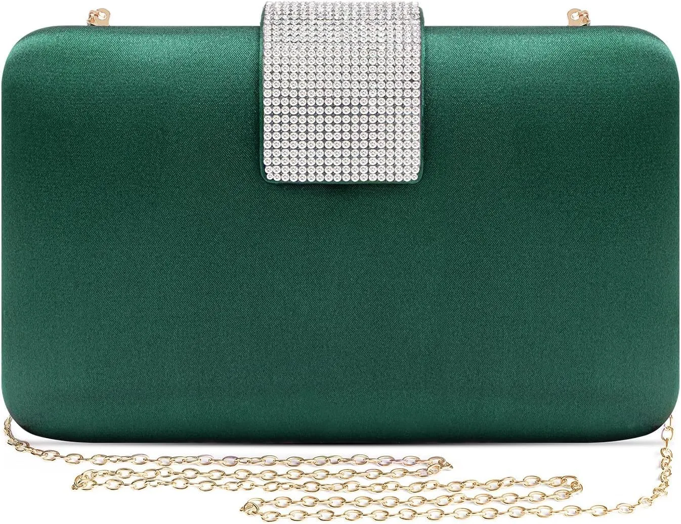 XXGJOALD-Mulian LilY Gold Satin Rhinestones Evening Bags Party Bridal Clutch Purse For Women Prom Clutch