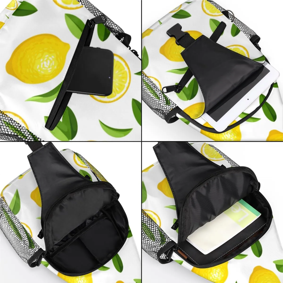 Yellow Lemon Sling Bag for Women Men Crossbody Sling Backpack Shoulder Bag Chest Bag Daypack for Travel Hiking Outdoor