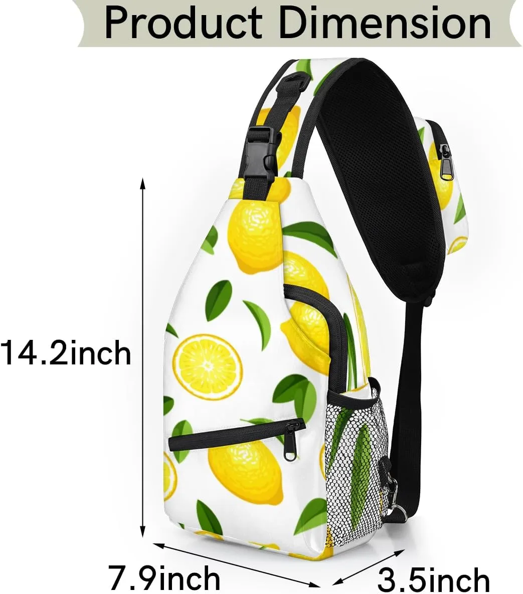 Yellow Lemon Sling Bag for Women Men Crossbody Sling Backpack Shoulder Bag Chest Bag Daypack for Travel Hiking Outdoor