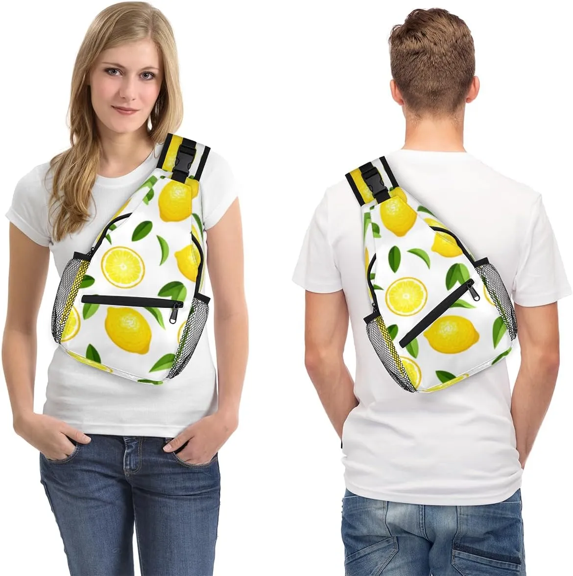 Yellow Lemon Sling Bag for Women Men Crossbody Sling Backpack Shoulder Bag Chest Bag Daypack for Travel Hiking Outdoor