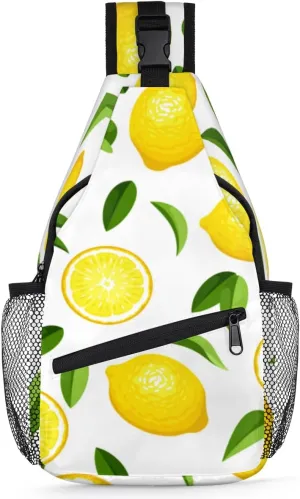 Yellow Lemon Sling Bag for Women Men Crossbody Sling Backpack Shoulder Bag Chest Bag Daypack for Travel Hiking Outdoor
