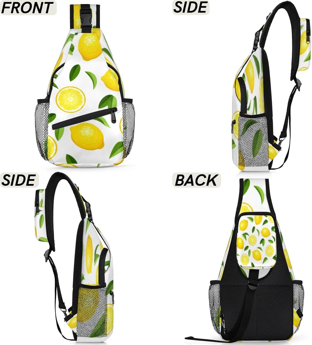 Yellow Lemon Sling Bag for Women Men Crossbody Sling Backpack Shoulder Bag Chest Bag Daypack for Travel Hiking Outdoor