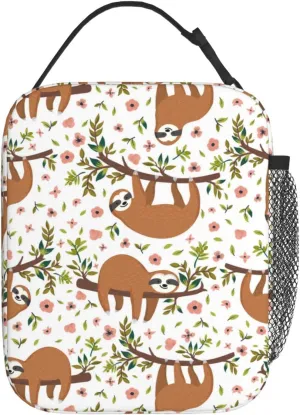 YETTA YANG Sloth Cute Portable Lunch Bag Insulated Lunch Box Reusable Totes For Women Men Work Picnic Camping