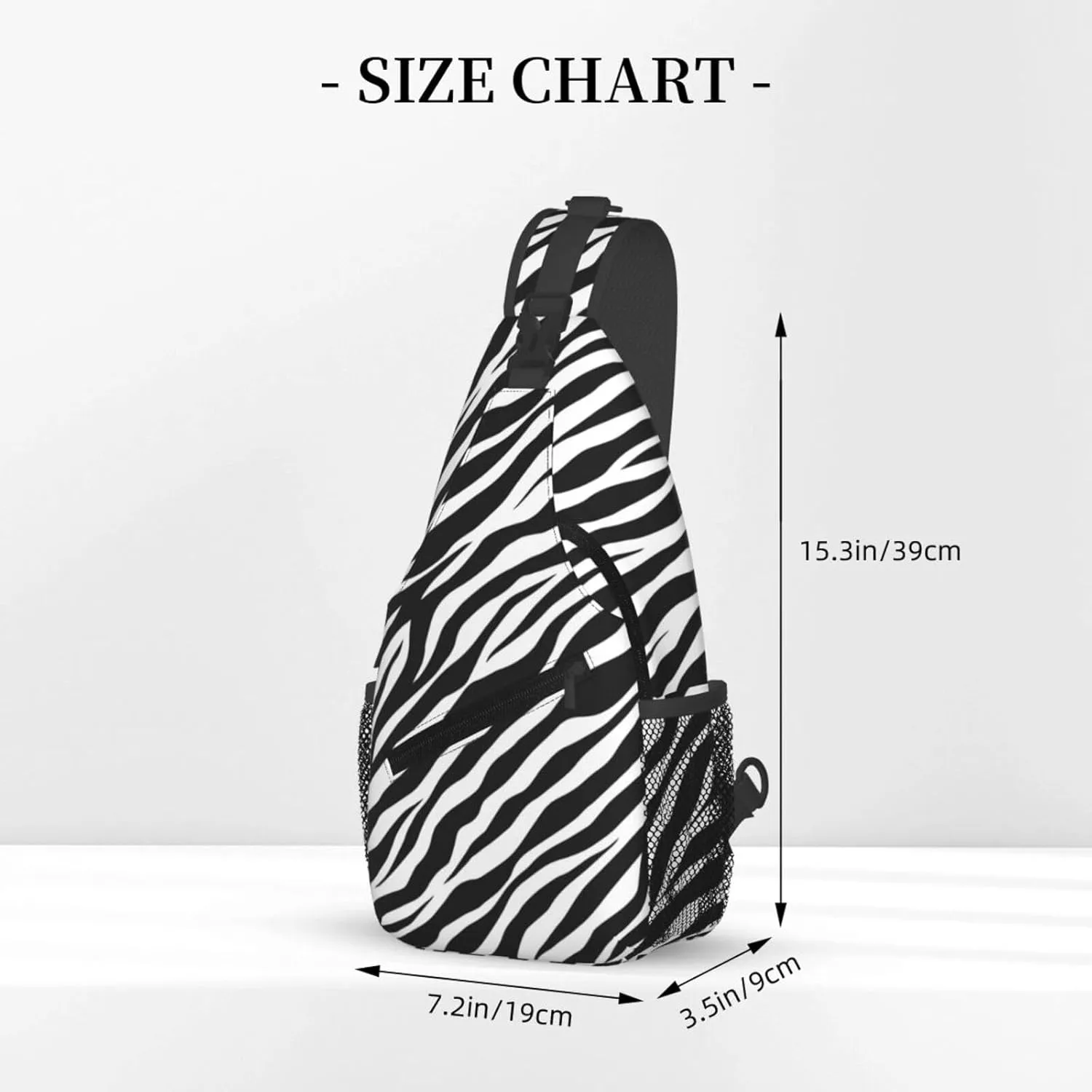 Zebra Print Sling Bag - Black and White Zebra Fur Pattern Crossbody Chest Shoulder Bag - Cute Animal Skin Backpack for Women and Men - Casual Gym Travel Hiking Daypack