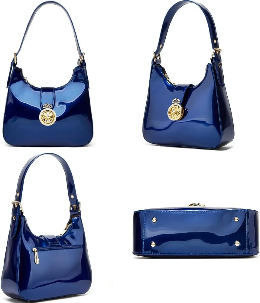 ZiMing Glossy Patent Leather Handbags Purse for Women Vintage Hobo Bag Shoulder Bag Ladies Small Tote Bag for Party Wedding