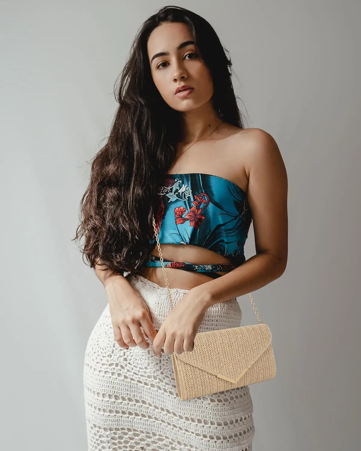 ZLM BAG US Straw Clutch Purses Envelope Evening Bag Raffia Rattan Woven Beach Handbag Summer Chain Crossbody Shoulder Bag