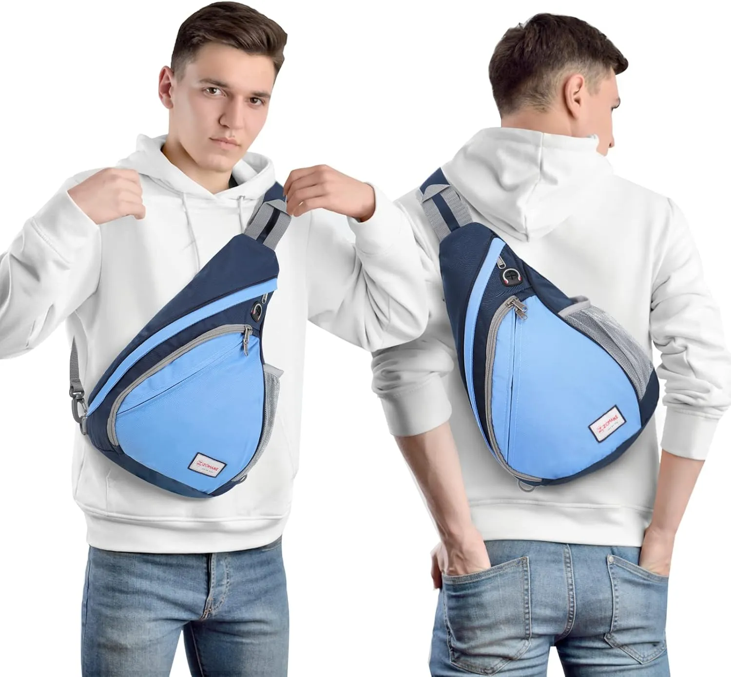 ZOMAKE Sling Bag for Women Men, Small Crossbody Sling Backpack, Mini Water Resistant Shoulder Bag