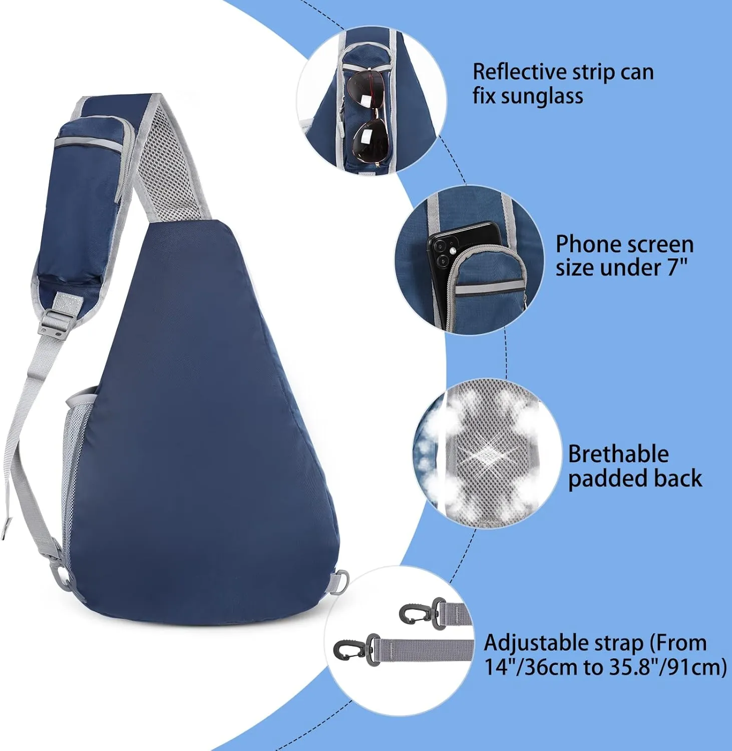 ZOMAKE Sling Bag for Women Men, Small Crossbody Sling Backpack, Mini Water Resistant Shoulder Bag