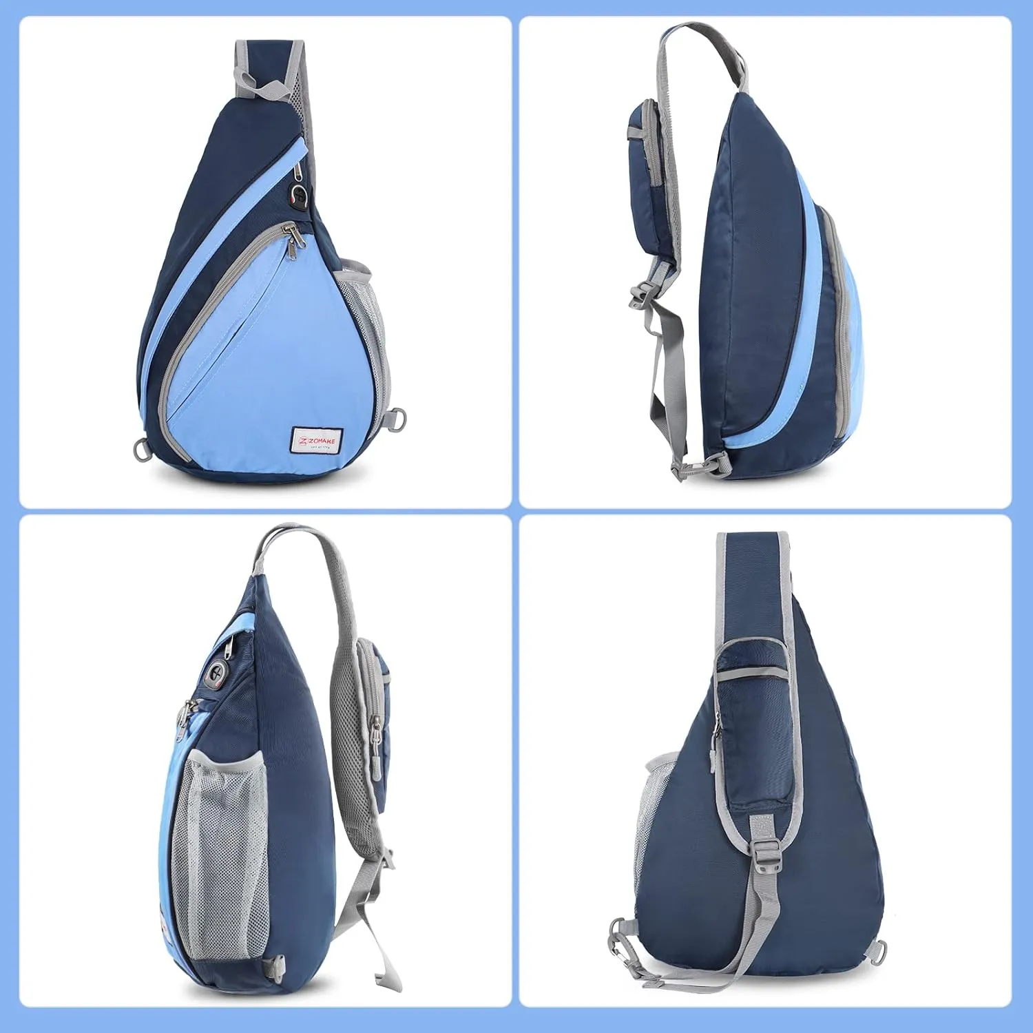 ZOMAKE Sling Bag for Women Men, Small Crossbody Sling Backpack, Mini Water Resistant Shoulder Bag