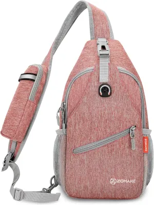 ZOMAKE Small Sling Bag, Travel Sling Backpack, Waterproof Hiking Cycling Crossbody pack for Men Women(Orange)