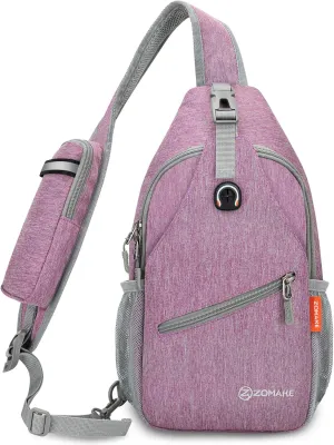 ZOMAKE Small Sling Bag, Travel Sling Backpack, Waterproof Hiking Cycling Crossbody pack for Men Women(Purple)
