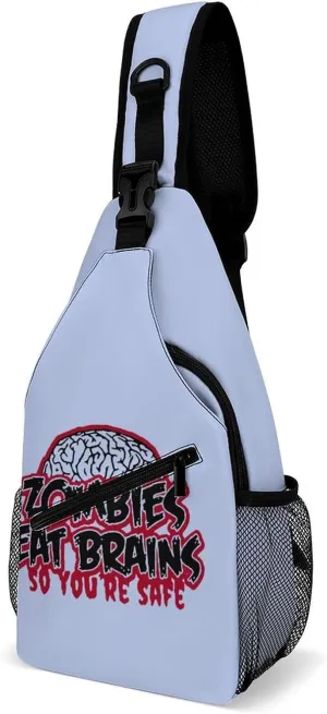 Zombies Eat Brains Fashion Sling Bag Shoulder Chest Crossbody Bags Backpack Travel Hiking