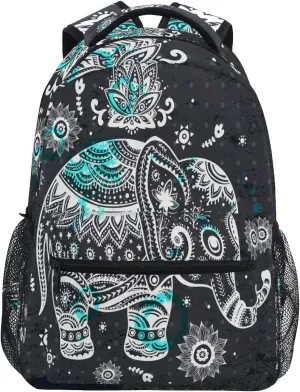 ZZKKO Indian Elephant Tribal Computer Backpacks Book Bag Travel Hiking Camping Daypack