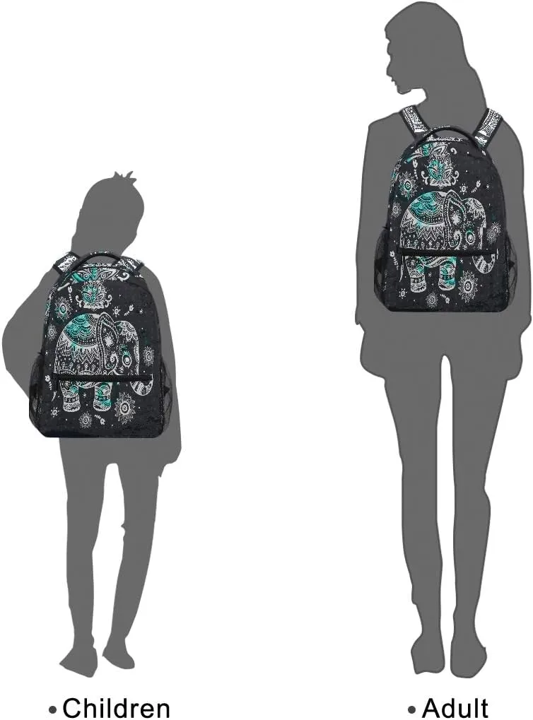 ZZKKO Indian Elephant Tribal Computer Backpacks Book Bag Travel Hiking Camping Daypack